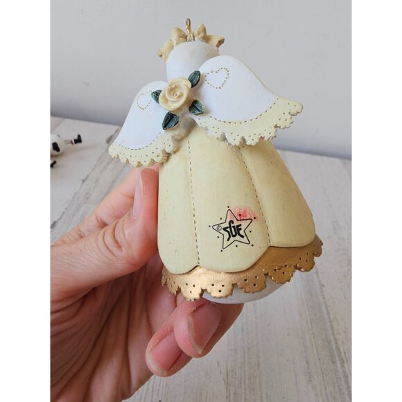 Sandi gore evans angel baby Jesus snowman ornament let us adore him Xmas tree - Picture 10 of 11